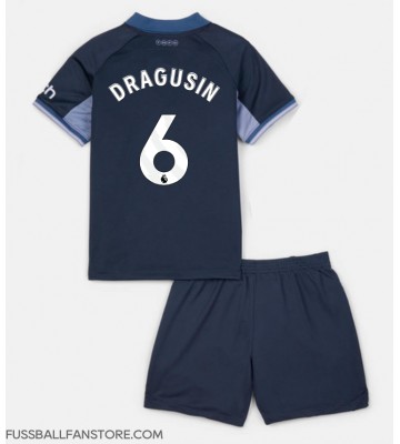 Tottenham Hotspur Radu Dragusin #6 Replik Auswärtstrikot Kinder 2023-24 Kurzarm (+ Kurze Hosen)